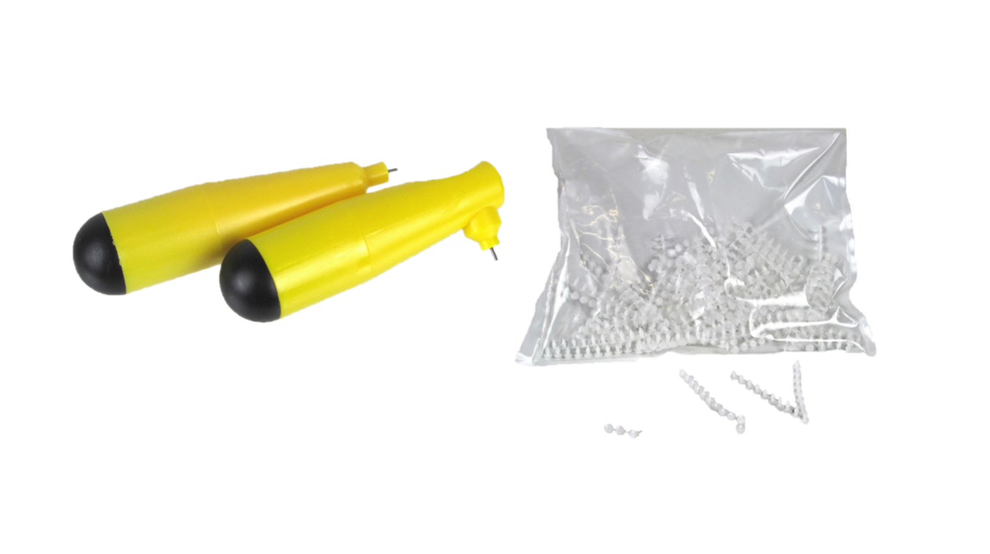 2 ein Set PVC-Kunststoff-Stecknieten in Weiß