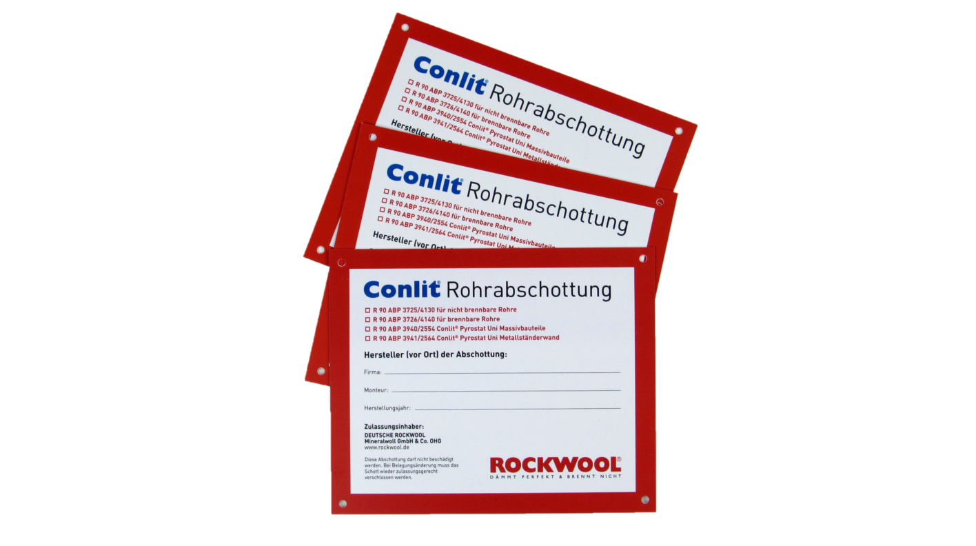 Conlit-Schilder drei Kärtchen mit Conlit Kennzeichnung